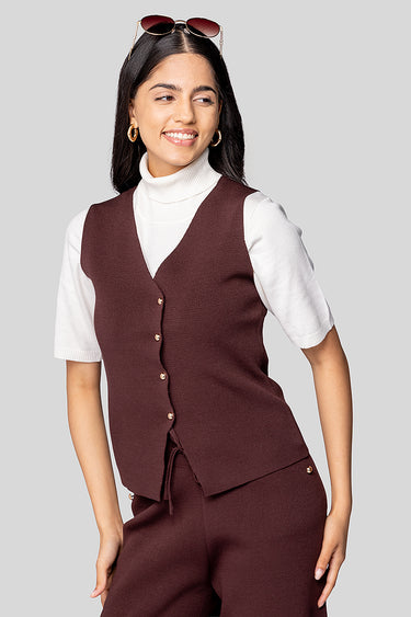 فيست تريكو بدون أكمام بأزرار أمامية