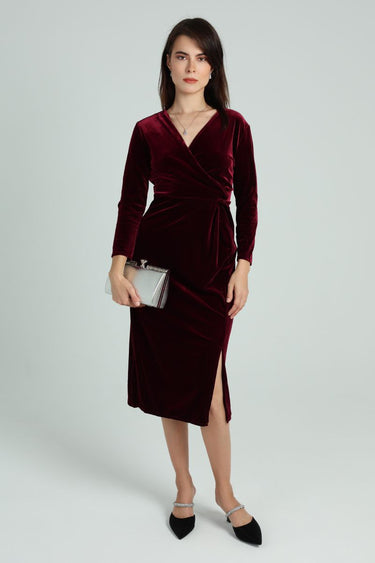 Buy now Velvet Wrap Midi Dress for Women Online | Blueage Buy now Velvet Wrap Midi Dress for Women Online | Blueage