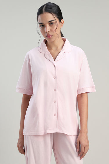 Loungewear Button Front Short Sleeve Shirt