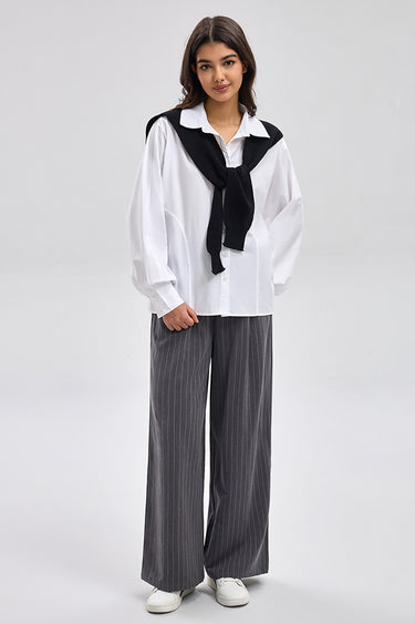 Wide Leg Pinstripe Pants