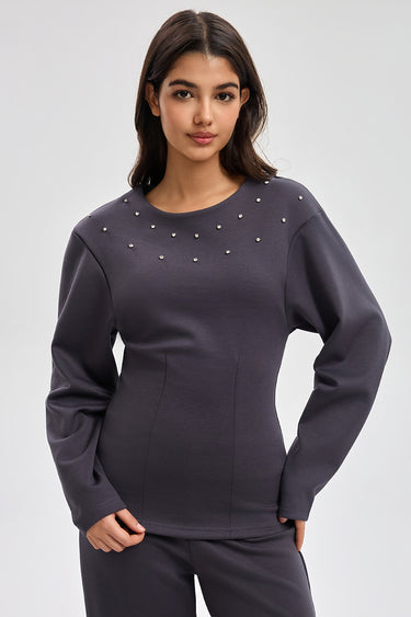 Embellished Long Sleeve Top
