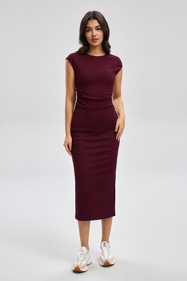 women's fitted midi dress White Button Detail Thin Strap Fitted Midi Dress