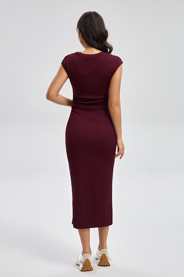 Buy now Fitted Midi Dress with Short Sleeves for Women Online | Blueage Buy now Fitted Midi Dress with Short Sleeves for Women Online | Blueage