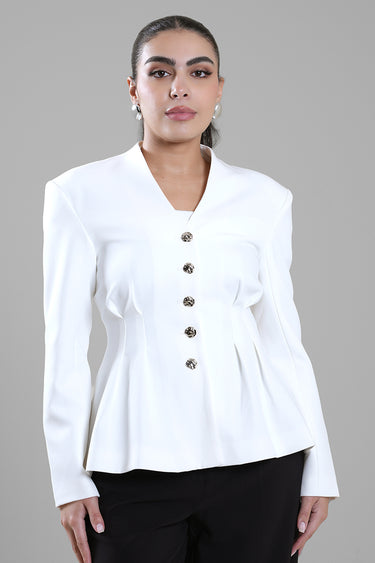 Tailored Button-Front Blazer