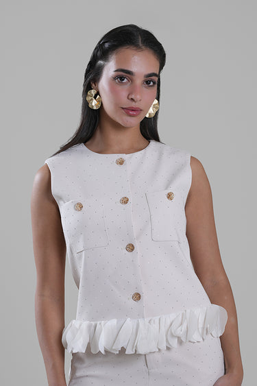 Sleeveless Button-Front Top
