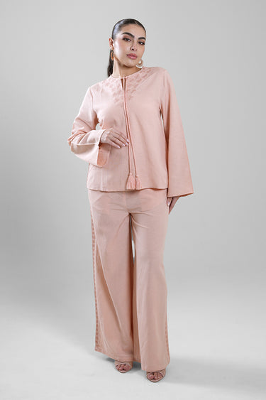 بنطلون نسائي واسع بخصر مطاطي ورباط