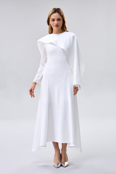 Asymmetrical Cape Maxi Dress