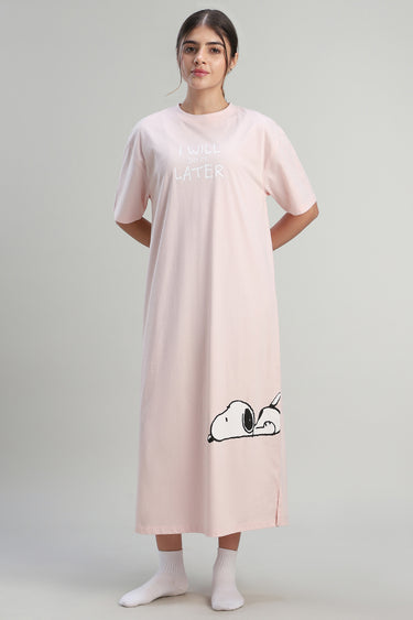 فستان منزلي واسع بأكمام قصيرة