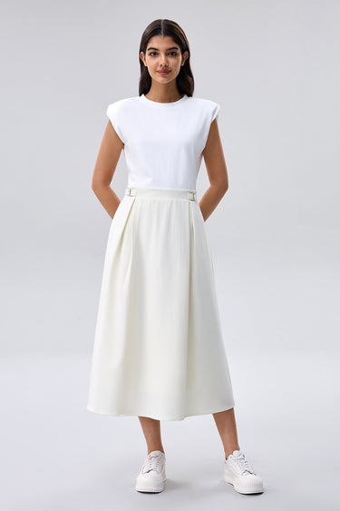 فستان ميدي بأكمام قصيرة