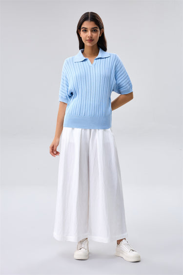 بنطلون واسع بكسرات أنيقة