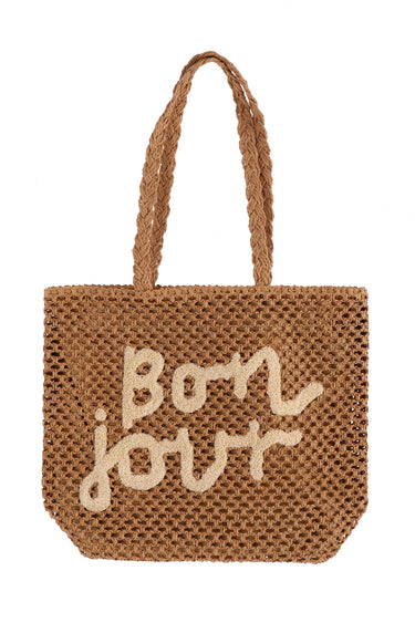 حقيبة منسوجة مع تطريز أنيق