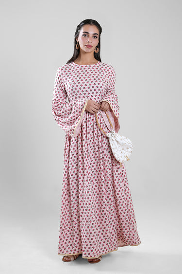 جلابية نسائية طويلة بنقشة مطبوعة