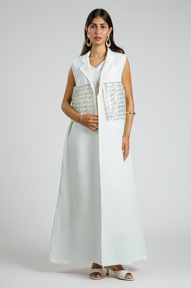 عباية بدون أكمام بجيوب مزخرفة