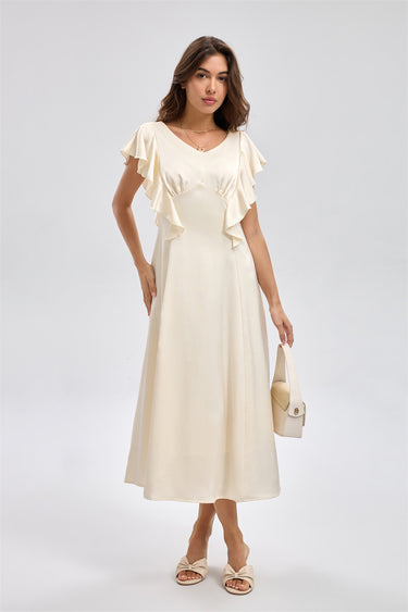 Women's Midi Dress Flutter Sleeve