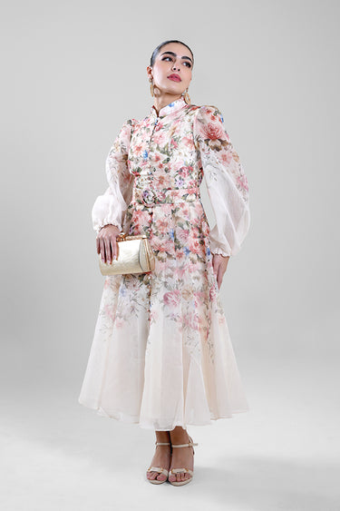 فستان شيفون طويل بنقشة زهور