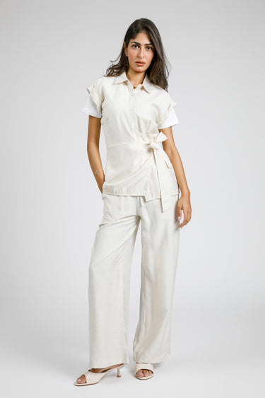 بنطلون واسع بخصر مطاطي