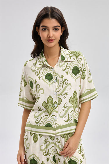 قميص نسائي باكمام قصيرة مطبوع