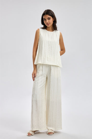 Women Wide Leg Textured Pants