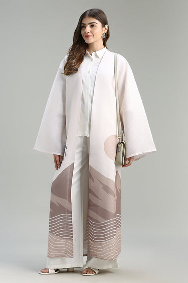 Printed Open Front Long Abaya