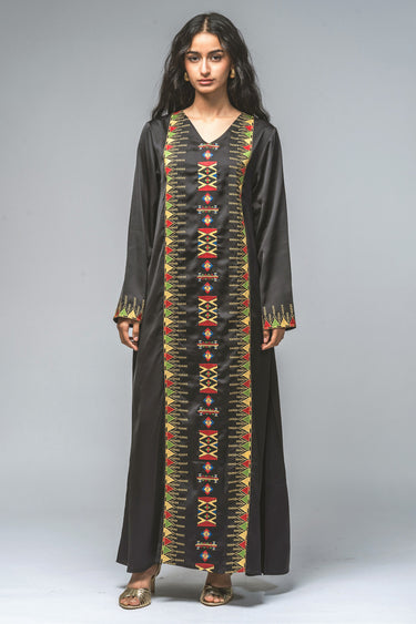 فستان ماكسي بتطريز تراثي