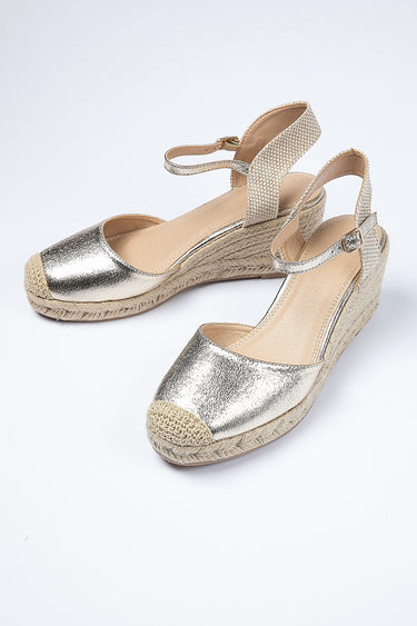 صندل نسائي بكعب ويدج مع رباط للكاحل