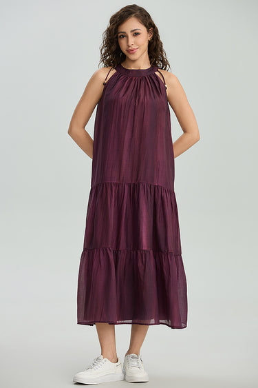 Tie Neck Tiered Dress