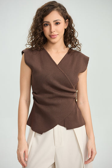 Wrap Front Sleeveless Top