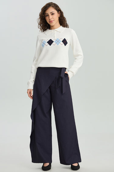 Wrap Waist Wide Leg Trousers