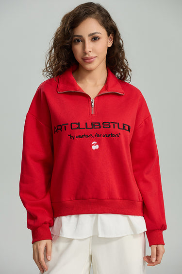 Collared Half Zip Graphic Sweatshirt