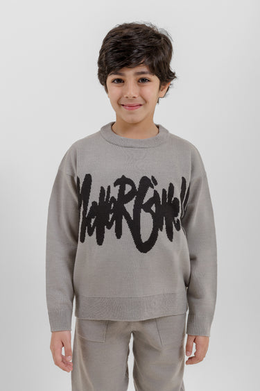 كنزة محبوكة بطبعة أمامية