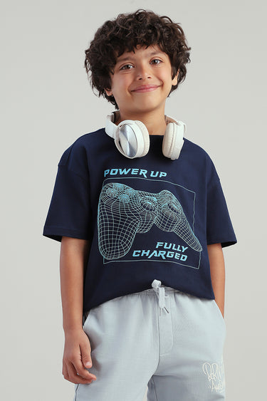 تيشيرت أطفال بأكمام قصيرة مع طباعة