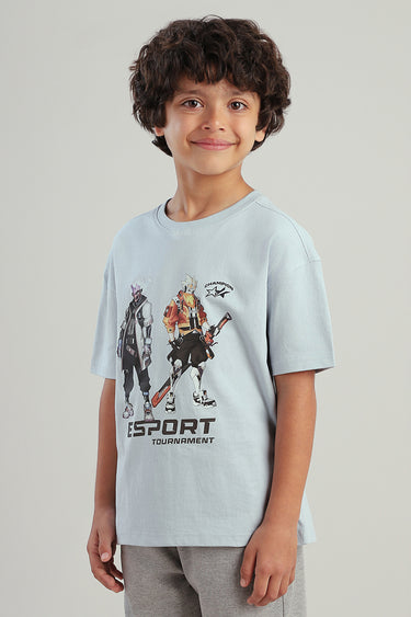 تيشيرت أطفال بأكمام قصيرة مع طباعة