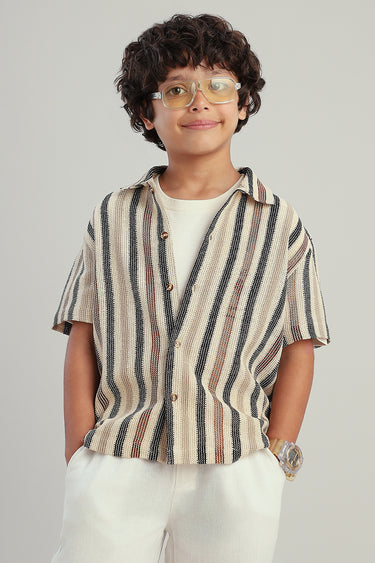 قميص أطفال كاجوال بنمط مخطط