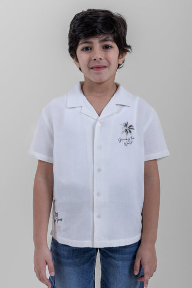 قميص اطفال بأكمام قصيرة مع تطريز