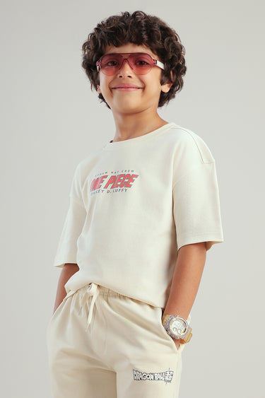 تيشيرت أطفال بأكمام قصيرة مع طباعة