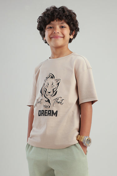 تيشيرت أطفال بأكمام قصيرة مع طباعة