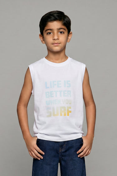 Kids Printed Sleeveless T Shirt