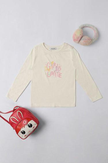 تيشيرت بناتي بأكمام طويلة وطبعة