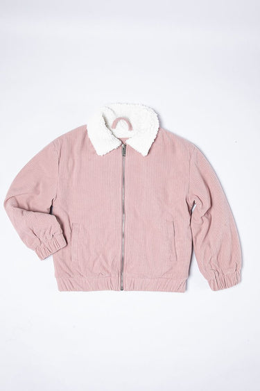 ribbed curdoroy girls jacket with front zipper