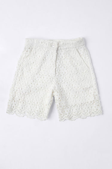 girls shorts with woven crochet