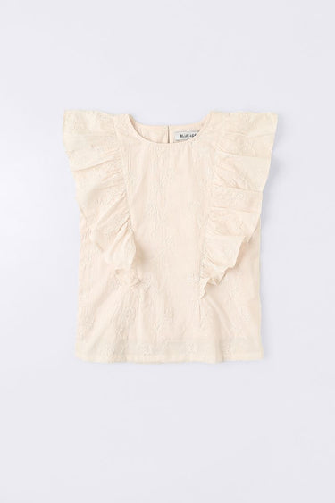girls top with embroidery pattern with ruffle