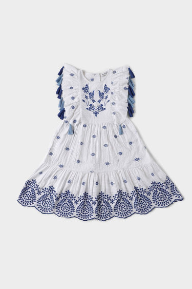 Girls Dress With Embroidery Pattern And Tassels