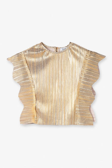 sleeveless girl top with metallic ribbed pattern
