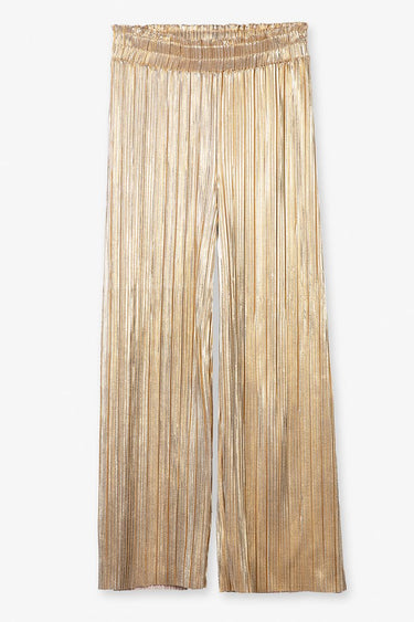 Flowy Girl Pants With Metallic Ribbed Pattern