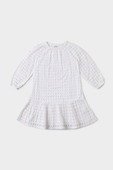 Girls Dress With Perforated Embroidery