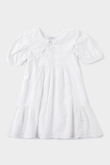 Girls Dress With Perforated Embroidery