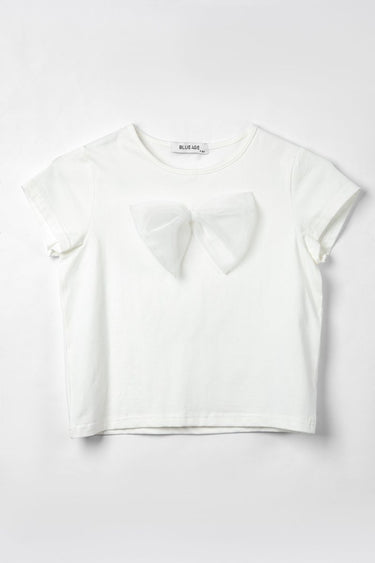 Girls Top With Front Organza Bow