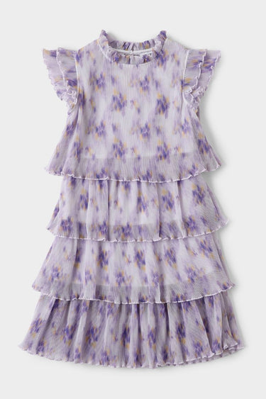 Layered Girls Dress With Printed Pattern