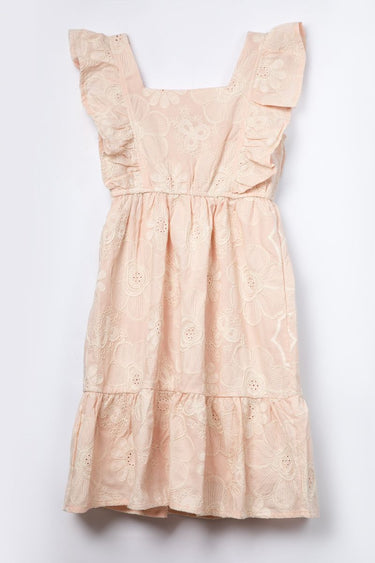 girls dress with perforated embroidery