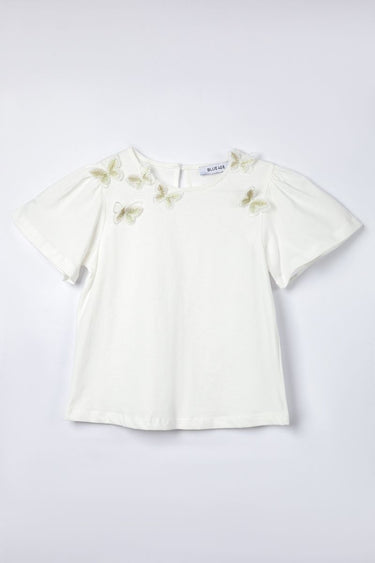 بلوزة بناتي بتفاصيل فراشات مطرزة